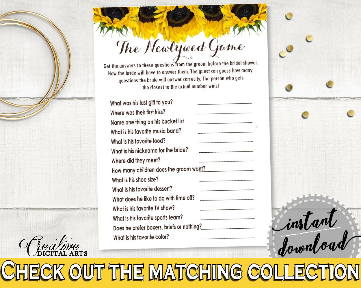 The Newlywed Game Bridal Shower The Newlywed Game Sunflower Bridal Shower The Newlywed Game Bridal Shower Sunflower The Newlywed Game SSNP1 - Digital Product