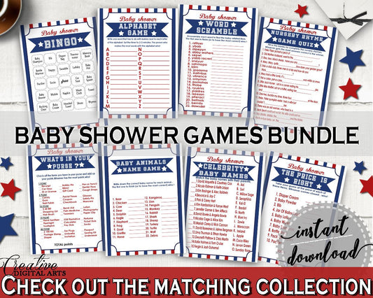 Games Baby Shower Games Baseball Baby Shower Games Baby Shower Baseball Games Blue Red prints, pdf jpg, digital print, party décor YKN4H - Digital Product