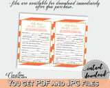 MAD LIBS baby shower game with glitter gold and orange stripes theme printable, gender neutral, digital Jpg Pdf, instant download - bs003