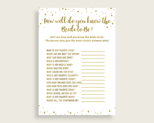 How Well Do You Know The Bride To Be Bridal Shower How Well Do You Know The Bride To Be Gold Bridal Shower How Well Do You Know The G2ZNX