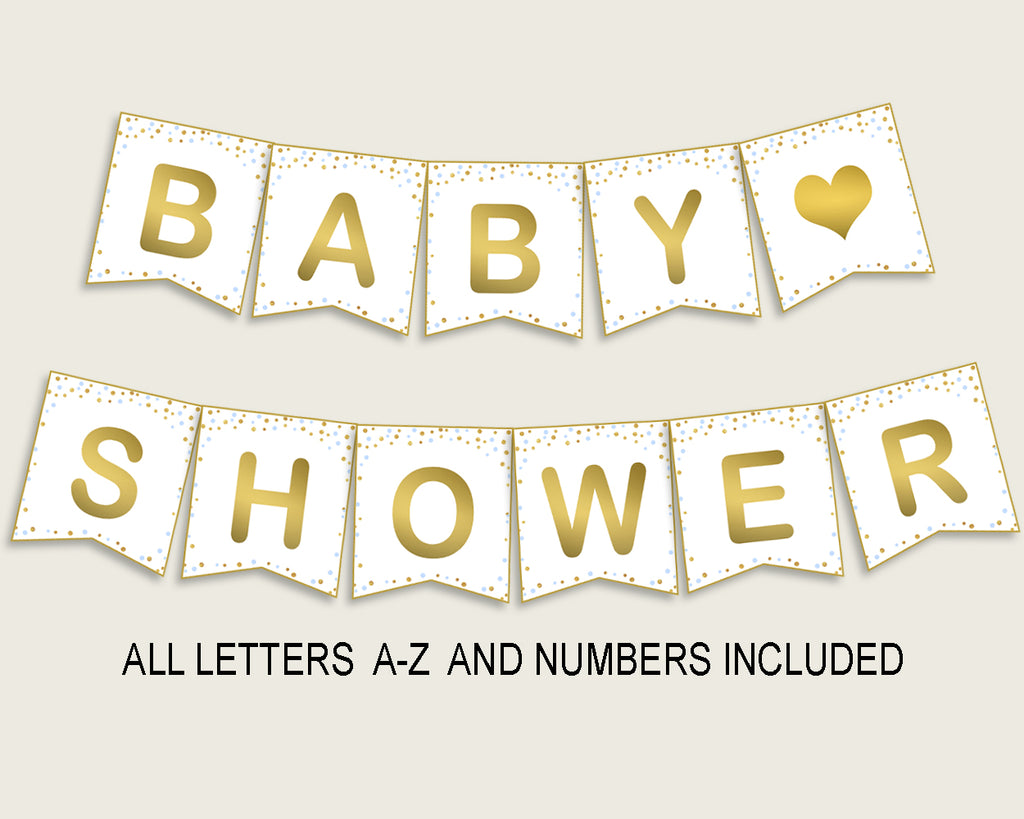 Banner Baby Shower Banner Confetti Baby Shower Banner Blue Gold Baby Shower Confetti Banner party décor party supplies prints cb001