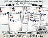 Nautical Anchor Flowers Bridal Shower Engaged Invitation Editable in Navy Blue, bash invitation, navy theme, party ideas, prints - 87BSZ - Digital Product