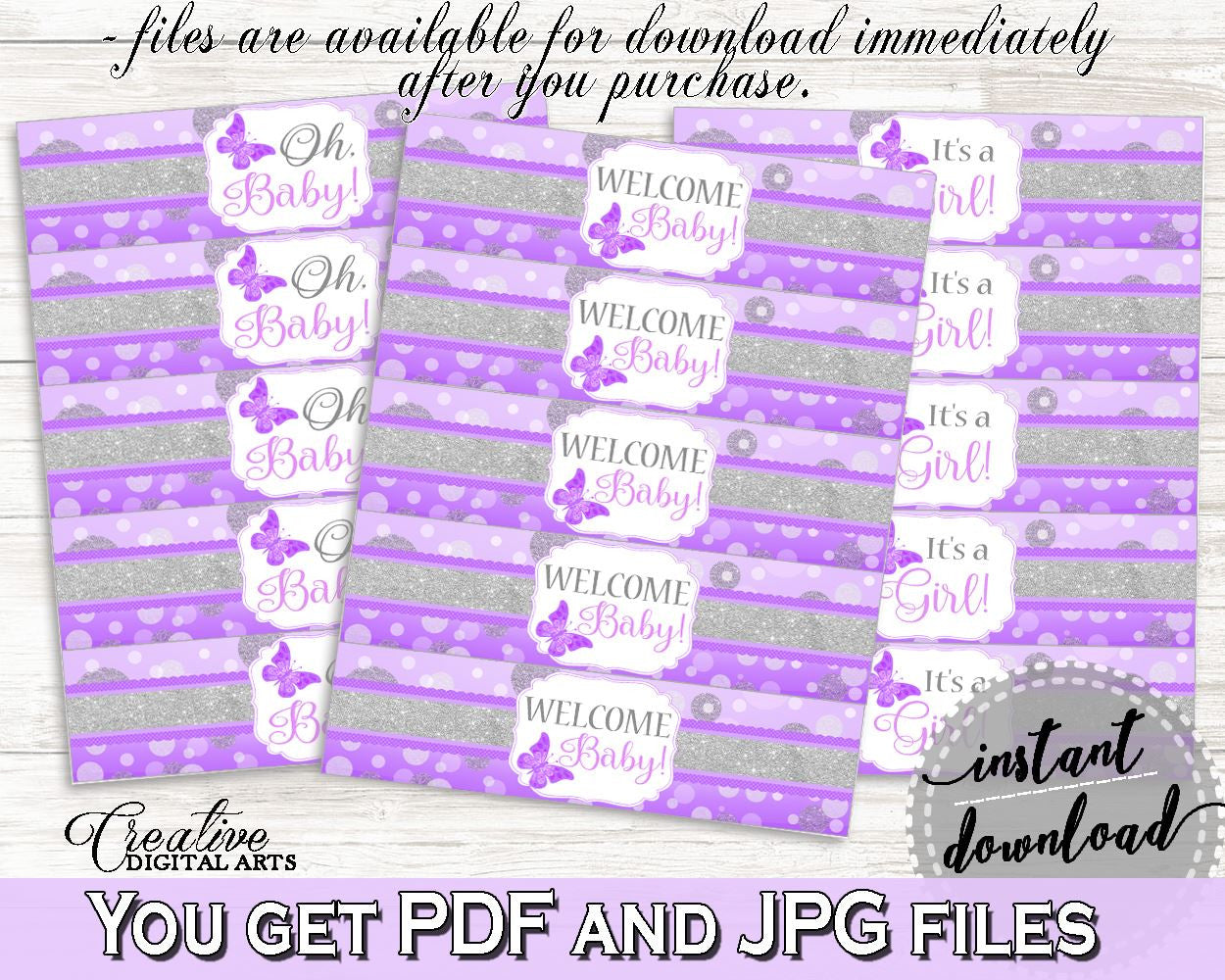 Bottle Labels Baby Shower Bottle Labels Butterfly Baby Shower Bottle Labels Baby Shower Butterfly Bottle Labels Purple Pink prints 7AANK - Digital Product