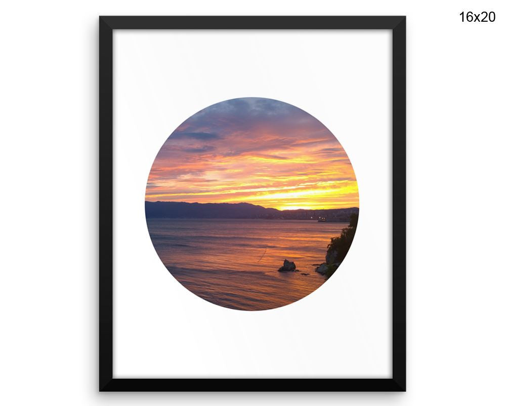 Sunset Print, Beautiful Wall Art with Frame and Canvas options available Circle Decor