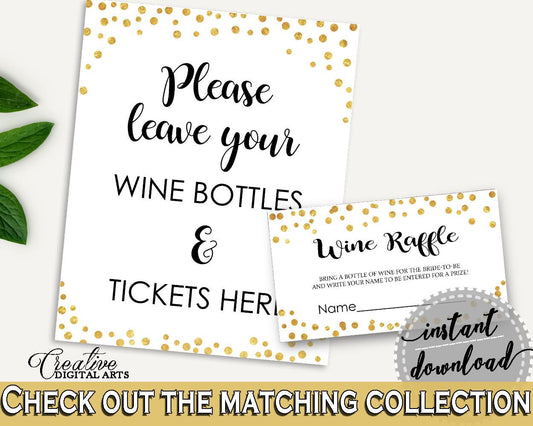 Wine Raffle Bridal Shower Wine Raffle Confetti Bridal Shower Wine Raffle Bridal Shower Confetti Wine Raffle Gold White printables CZXE5 - Digital Product