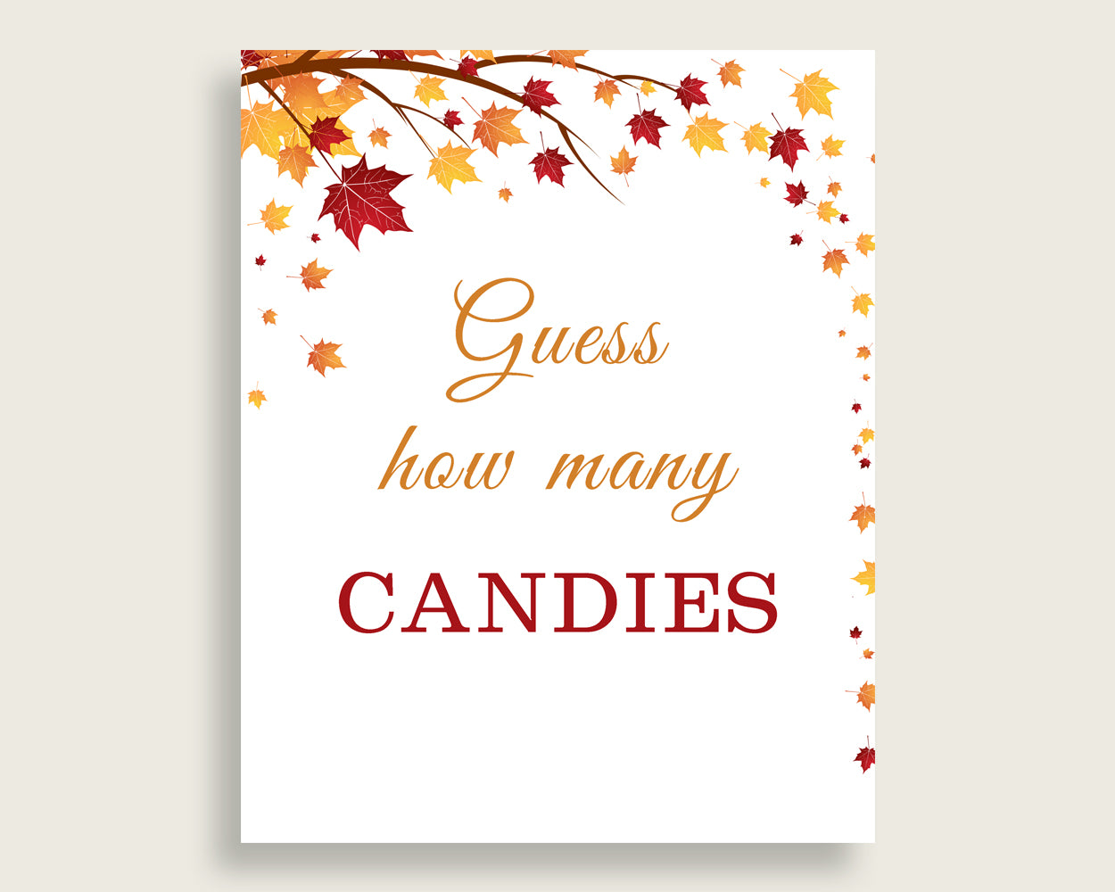 Candy Guessing Game Bridal Shower Candy Guessing Game Fall Bridal Shower Candy Guessing Game Bridal Shower Autumn Candy Guessing Game YCZ2S