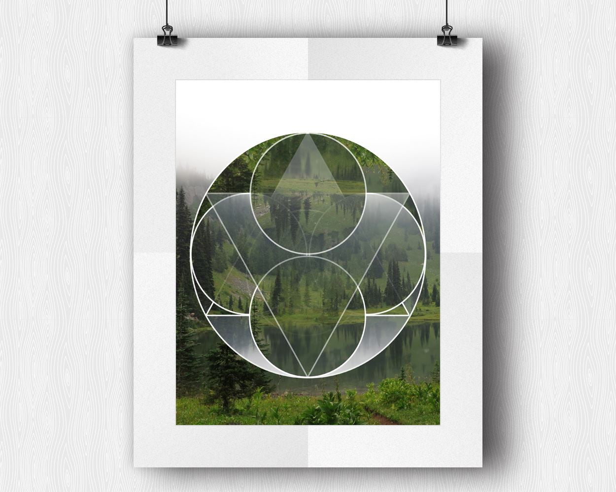 Wall Decor Shapes Printable Forest Prints Shapes Sign Forest Geometric Art Forest Geometric Print Shapes Printable Art Shapes lake - Digital Download