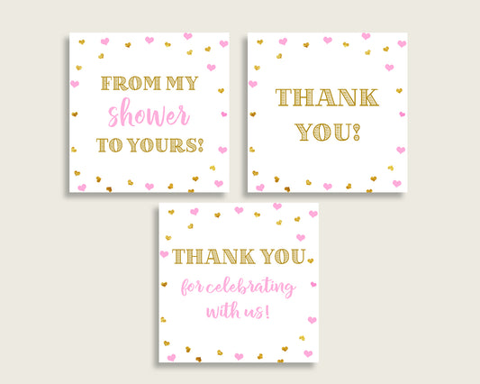 Thank You Tags Baby Shower Thank You Tags Hearts Baby Shower Thank You Tags Baby Shower Hearts Thank You Tags Pink Gold party stuff bsh01