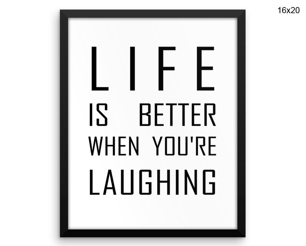 Laughing Print, Beautiful Wall Art with Frame and Canvas options available Typography Decor