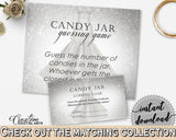 Silver And White Silver Wedding Dress Bridal Shower Theme: Candy Guessing Game - fun activity, stylish bridal theme, shower activity - C0CS5 - Digital Product