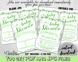 Baby Shower INVITATION editable Pdf with green chevron theme and digital Jpg included, instant download - cgr01