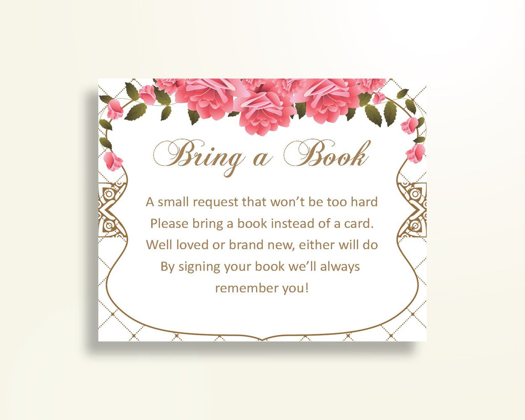 Bring A Book Baby Shower Bring A Book Roses Baby Shower Bring A Book Baby Shower Roses Bring A Book Pink White party organizing U3FPX - Digital Product