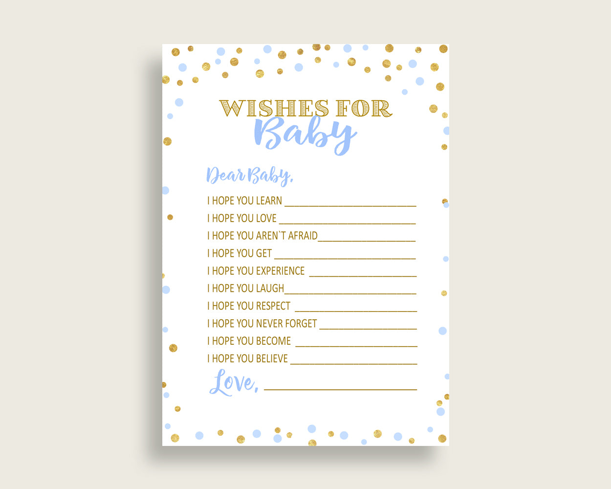 Wishes For Baby Baby Shower Wishes For Baby Confetti Baby Shower Wishes For Baby Blue Gold Baby Shower Confetti Wishes For Baby cb001