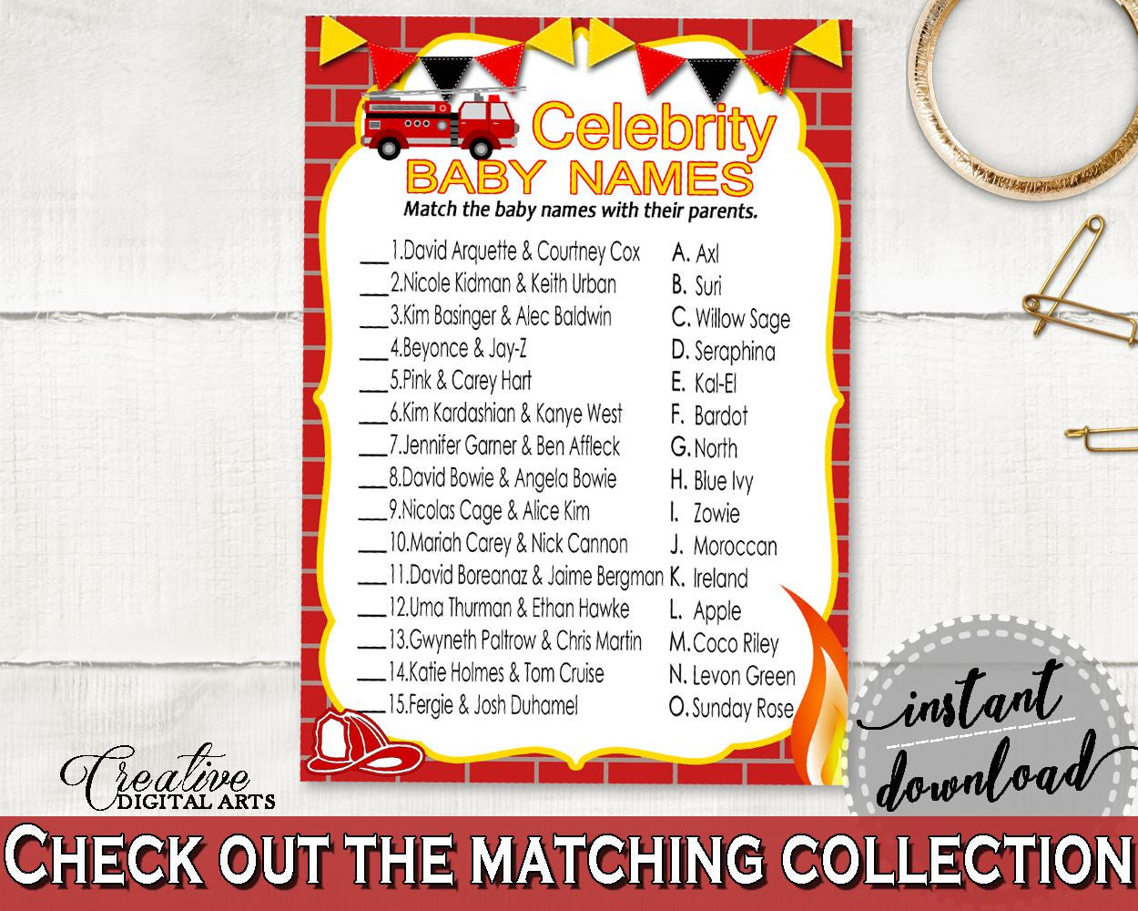 Celebrity Baby Names Baby Shower Celebrity Baby Names Fireman Baby Shower Celebrity Baby Names Red Yellow Baby Shower Fireman LUWX6 - Digital Product