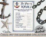 Nautical Anchor Flowers Bridal Shower The Price Is Right Game in Navy Blue, price game, aquatic bridal, party theme, printable files - 87BSZ - Digital Product