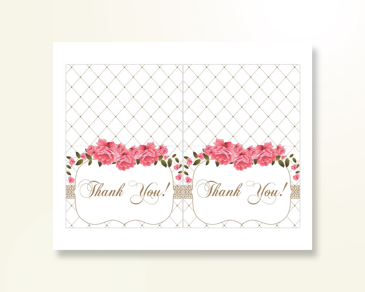 Thank You Card Baby Shower Thank You Card Roses Baby Shower Thank You Card Baby Shower Roses Thank You Card Pink White party décor U3FPX - Digital Product