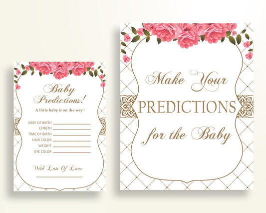 Baby Predictions Baby Shower Baby Predictions Roses Baby Shower Baby Predictions Baby Shower Roses Baby Predictions Pink White party U3FPX - Digital Product