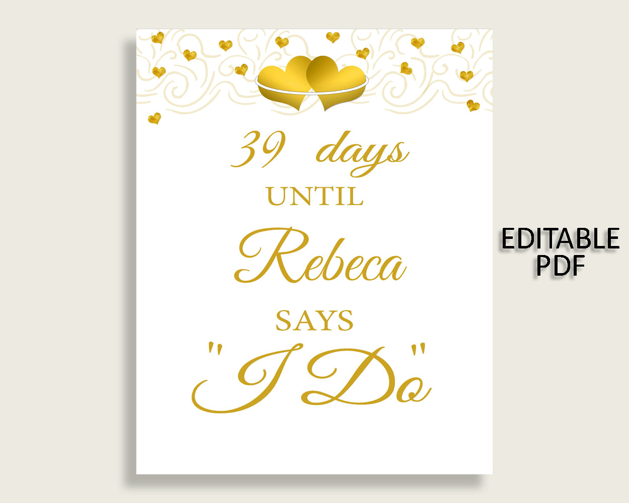 Days Until I Do Bridal Shower Days Until I Do Gold Hearts Bridal Shower Days Until I Do Bridal Shower Gold Hearts Days Until I Do 6GQOT