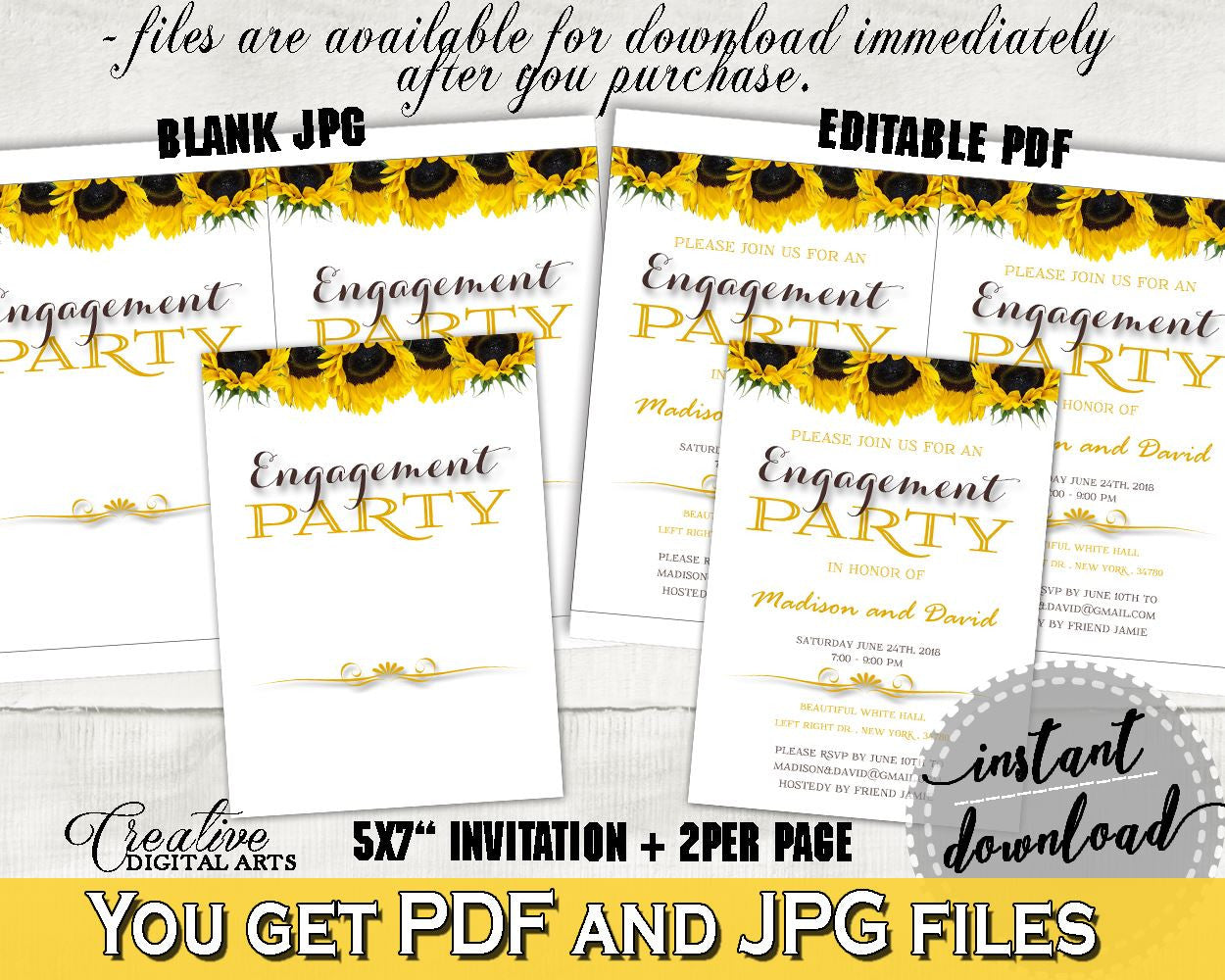 Engagement Party Invitation Bridal Shower Engagement Party Invitation Sunflower Bridal Shower Engagement Party Invitation Bridal SSNP1 - Digital Product