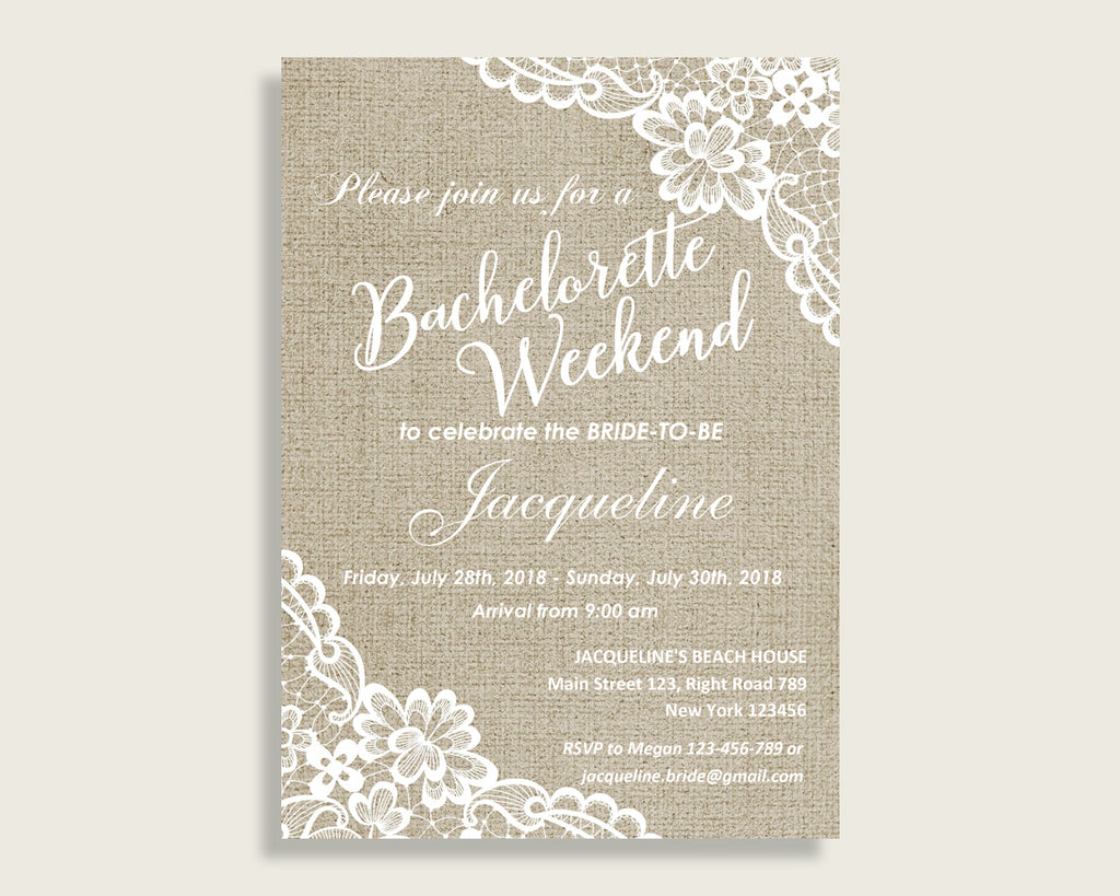 Bachelorette Weekend Invitation Bridal Shower Bachelorette Weekend Invitation Burlap And Lace Bridal Shower Bachelorette Weekend NR0BX