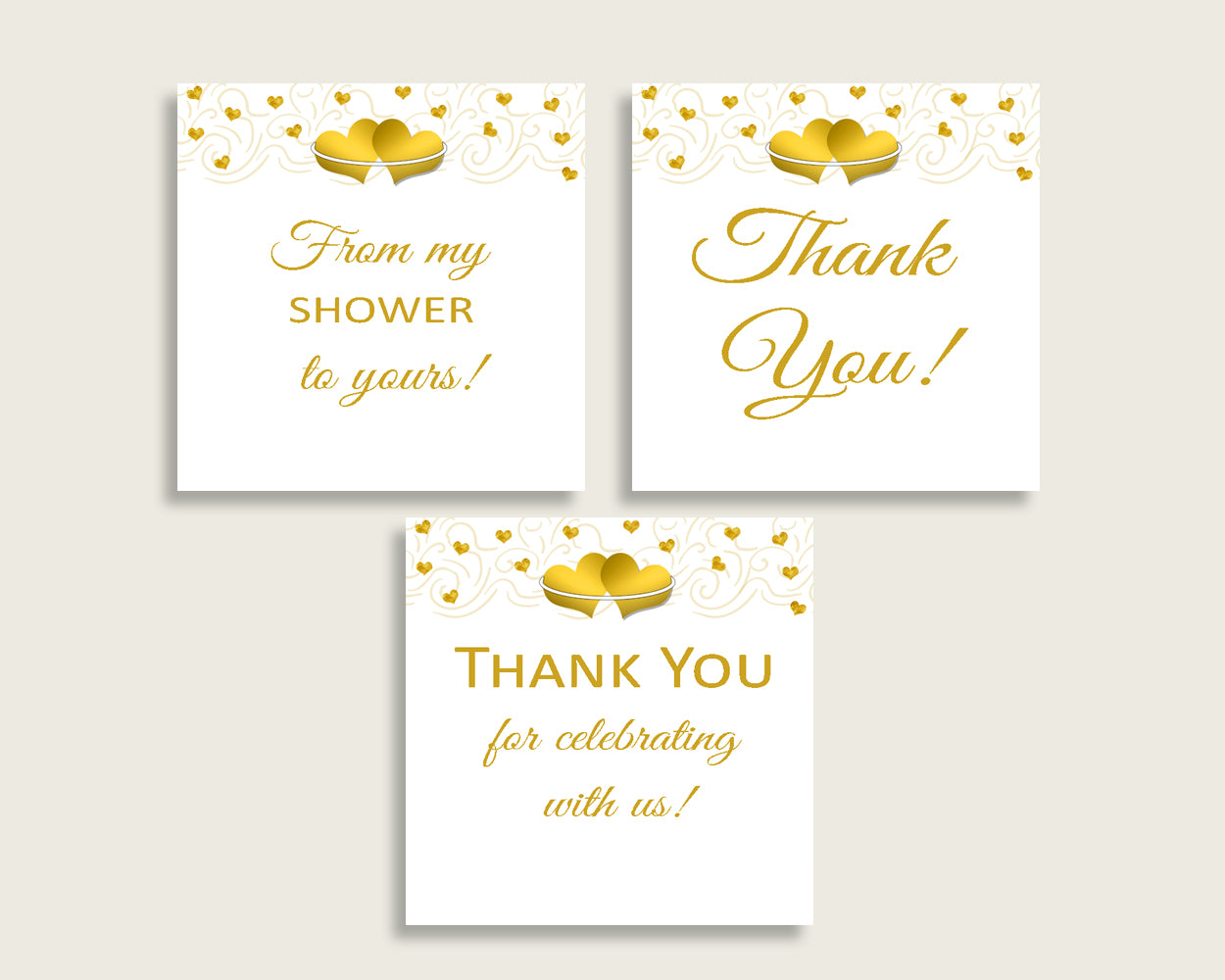 Favor Tags Bridal Shower Favor Tags Gold Hearts Bridal Shower Favor Tags Bridal Shower Gold Hearts Favor Tags White Gold printables 6GQOT