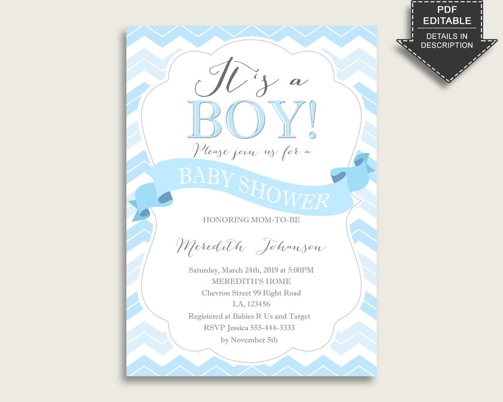 EDITABLE It's A Boy Baby Shower Invitation - Baby Invitations