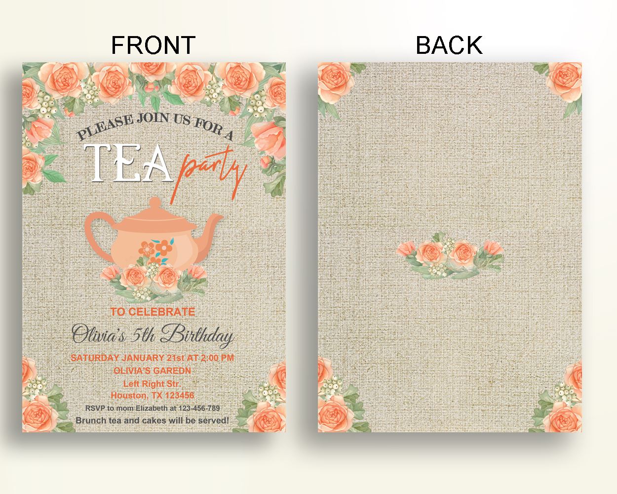 Tea Party Birthday Invitation Tea Party Birthday Party Invitation Tea Party Birthday Party Tea Party Invitation Girl editable template QVTCB - Digital Product