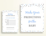 Baby Predictions Baby Shower Baby Predictions Blue And Silver Baby Shower Baby Predictions Blue Silver Baby Shower Blue And Silver OV5UG - Digital Product