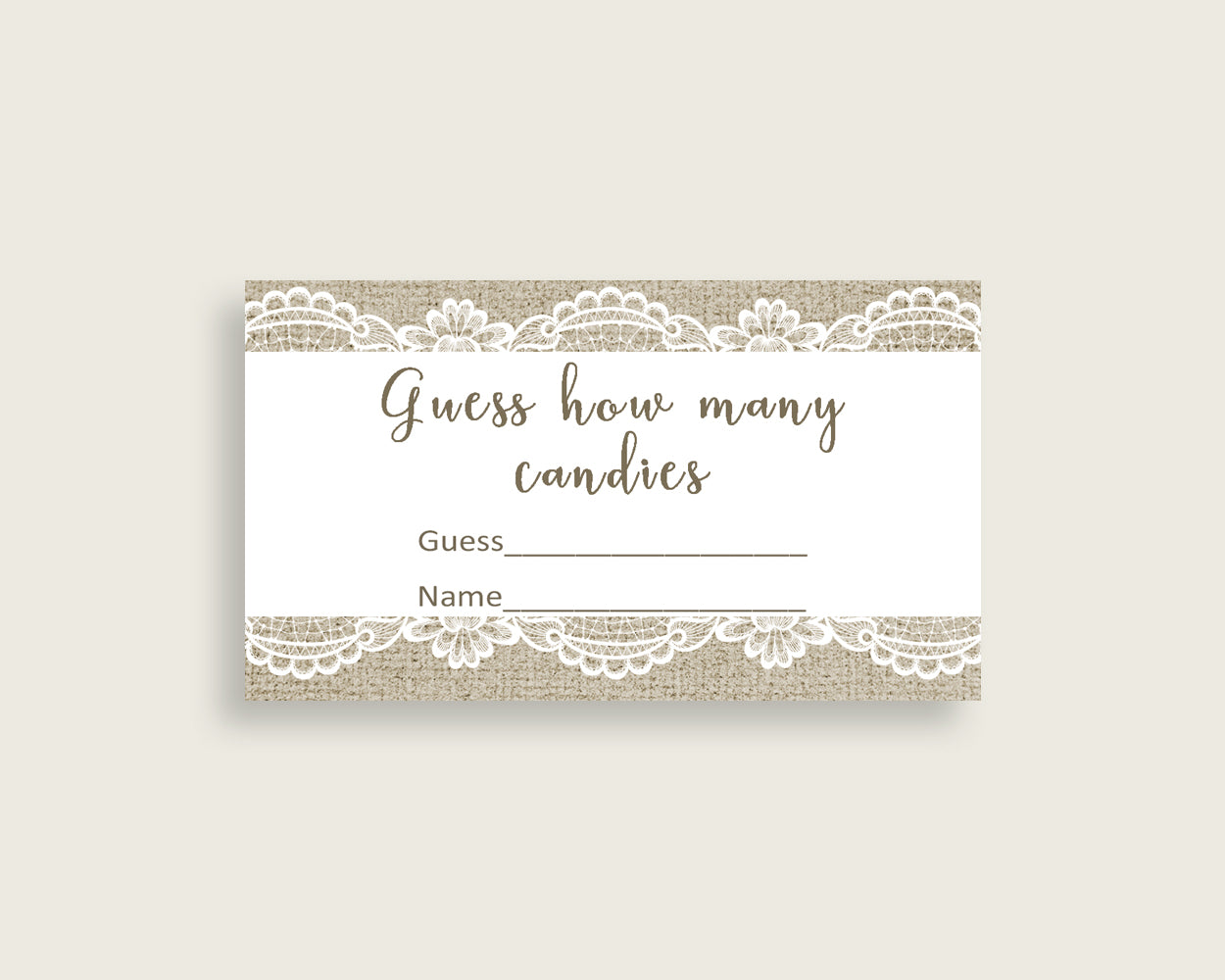 Candy Guessing Game Bridal Shower Candy Guessing Game Burlap And Lace Bridal Shower Candy Guessing Game Bridal Shower Burlap And Lace NR0BX