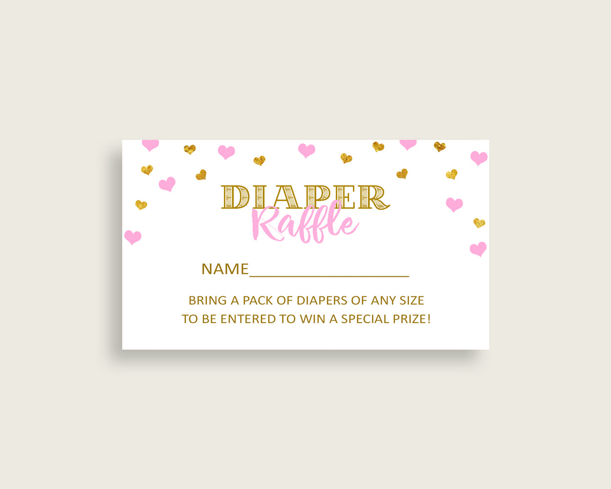 Diaper Raffle Baby Shower Diaper Raffle Hearts Baby Shower Diaper Raffle Baby Shower Hearts Diaper Raffle Pink Gold party supplies bsh01