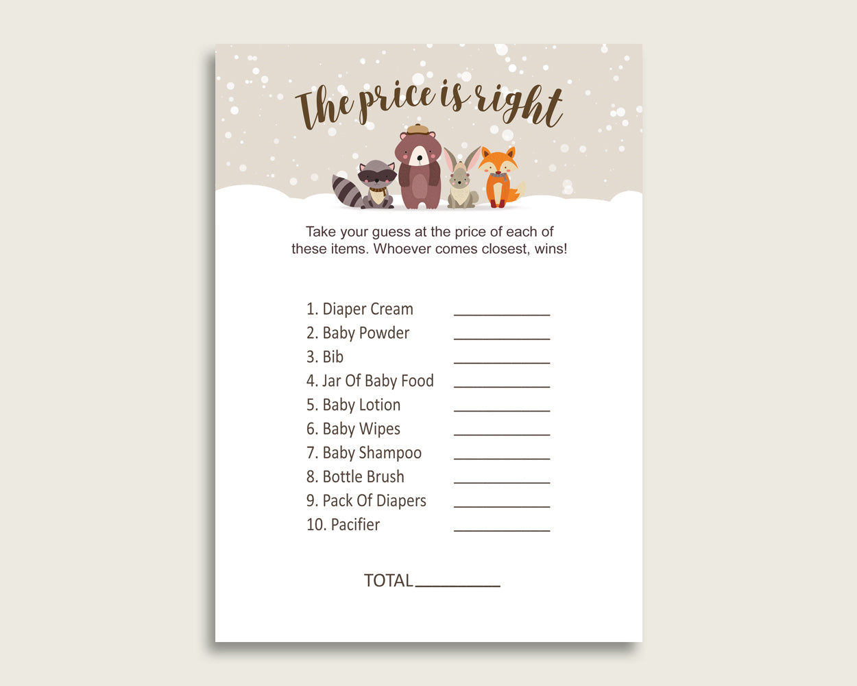 Beige Brown The Price Is Right Game, Winter Woodland Baby Shower Gender Neutral Activity, Guess The Price Game Printable, Instant RM4SN