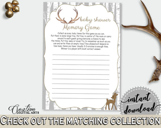 Memory Game Baby Shower Memory Game Deer Baby Shower Memory Game Baby Shower Deer Memory Game Gray Brown printable files - Z20R3 - Digital Product