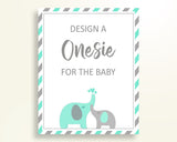 Sign The Onesie Baby Shower Design A Onesie Turquoise Baby Shower Sign The Onesie Baby Shower Elephant Design A Onesie Green Gray 5DMNH - Digital Product