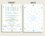 Stars Baby Shower Invitations Printable, Digital Or Printed Invitation Baby Shower Boy, Editable Invitation Blue Gold Most Popular bsr01