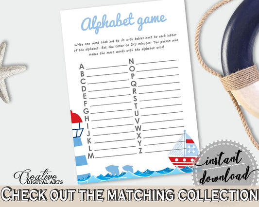 Alphabet Game Baby Shower Alphabet Game Nautical Baby Shower Alphabet Game Baby Shower Nautical Alphabet Game Blue Red party ideas DHTQT - Digital Product