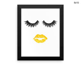 Lips Eyelashes Print, Beautiful Wall Art with Frame and Canvas options available Beauty Decor