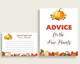 Advice Cards Baby Shower Advice Cards Fall Baby Shower Advice Cards Baby Shower Pumpkin Advice Cards Orange Brown prints printables BPK3D - Digital Product