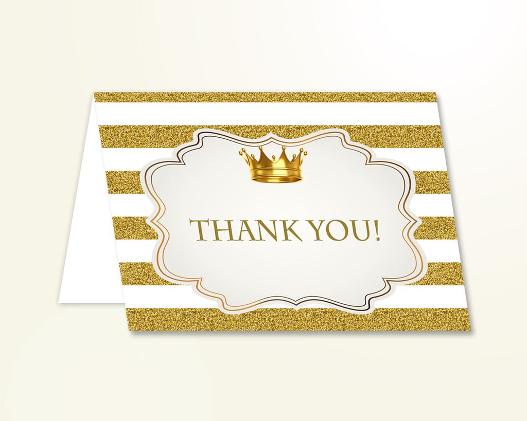 Thank You Card Baby Shower Thank You Card Royal Baby Shower Thank You Card Gold White Baby Shower Gold Thank You Card party supplies Y9MQF - Digital Product