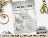 Silver Wedding Dress Bridal Shower Find The Guest Game in Silver And White, discover guest, white theme, bridal shower idea, prints - C0CS5 - Digital Product