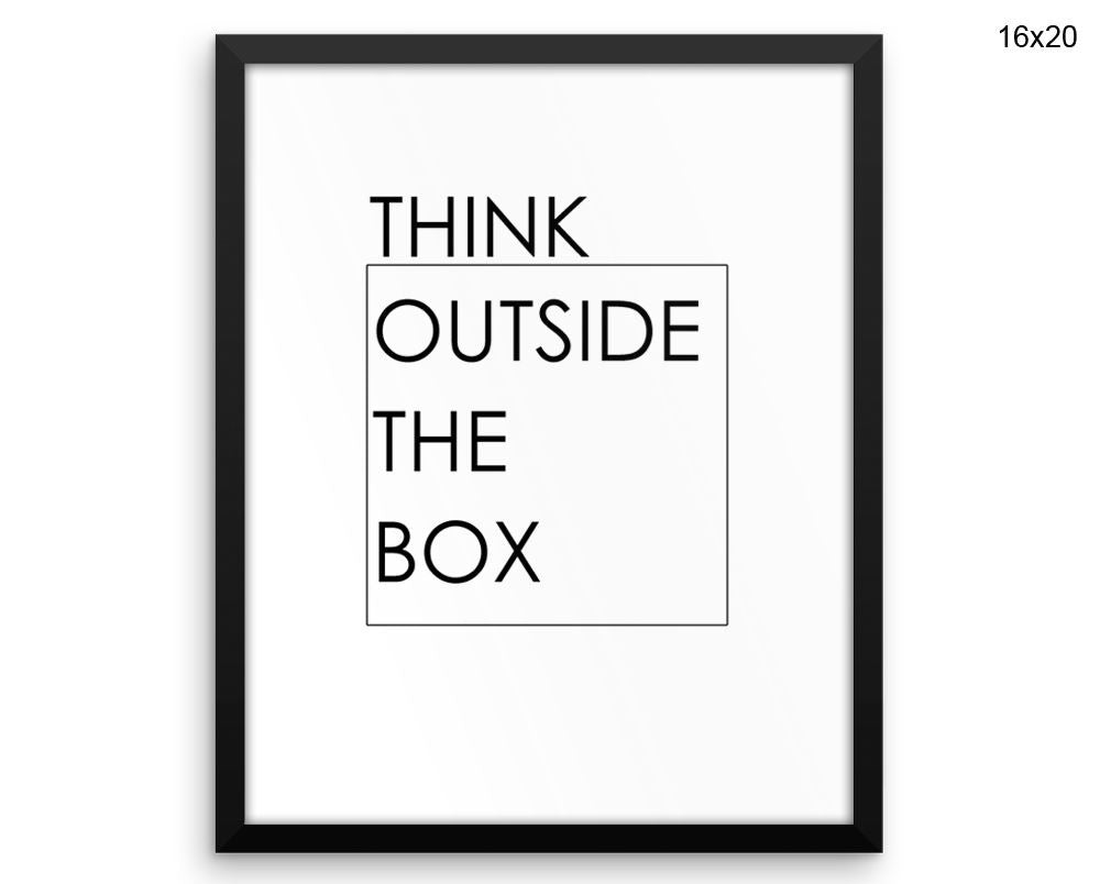 Think Outside The Box Print, Beautiful Wall Art with Frame and Canvas options available Office Decor