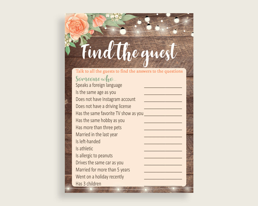 Find The Guest Bridal Shower Find The Guest Rustic Bridal Shower Find The Guest Bridal Shower Flowers Find The Guest Brown Beige SC4GE