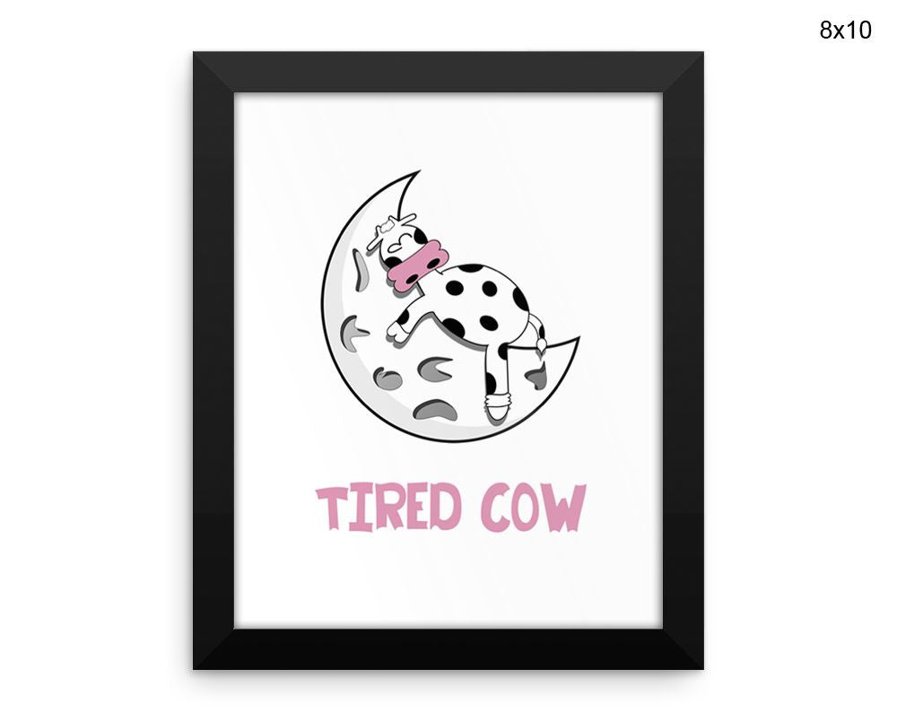 Tired Cow Print, Beautiful Wall Art with Frame and Canvas options available Bedroom Decor