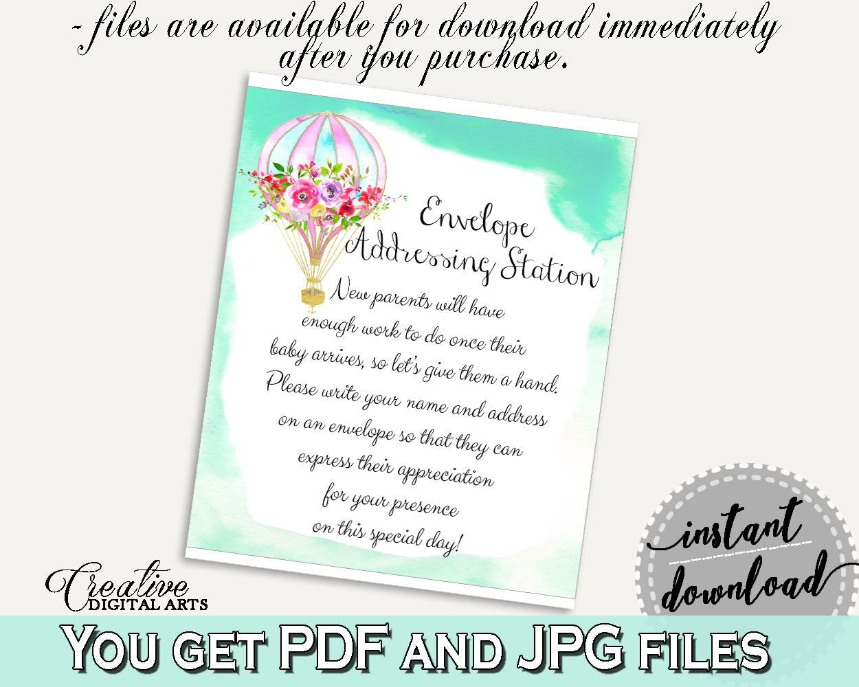 Envelope Addressing Baby Shower Envelope Addressing Hot Air Balloon Baby Shower Envelope Addressing Baby Shower Hot Air Balloon CSXIS - Digital Product