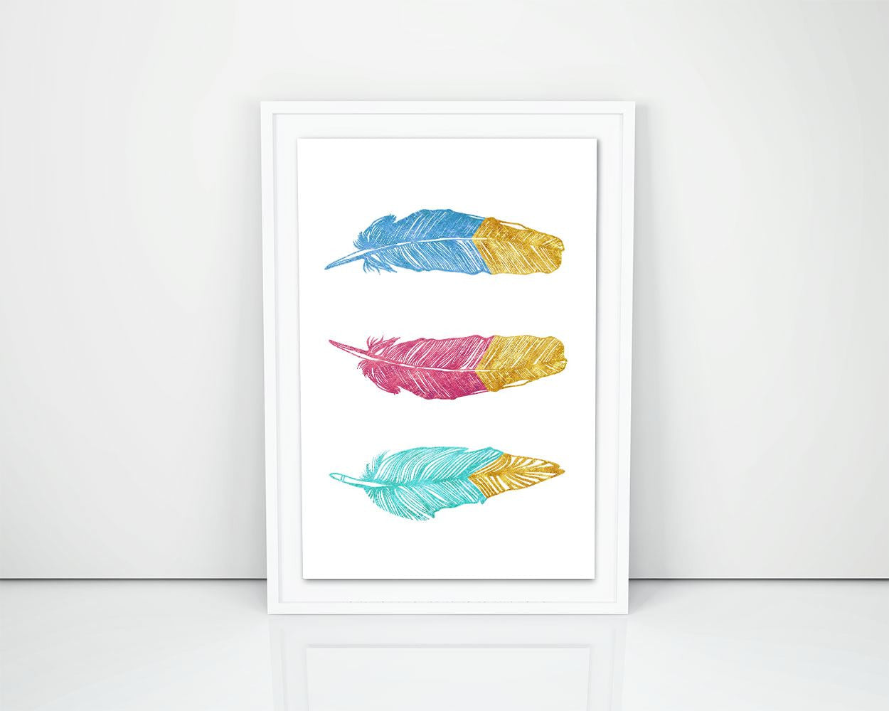 Wall Art Boho Digital Print Boho Poster Art Boho Wall Art Print Boho Feathers Art Boho Feathers Print Boho Wall Decor Boho coral gold - Digital Download