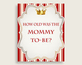 Red Gold How Old Was The Mommy To Be, Boy Baby Shower Game Printable, Prince Guess Mommy's Age Game, Instant Download, Crown 92EDX