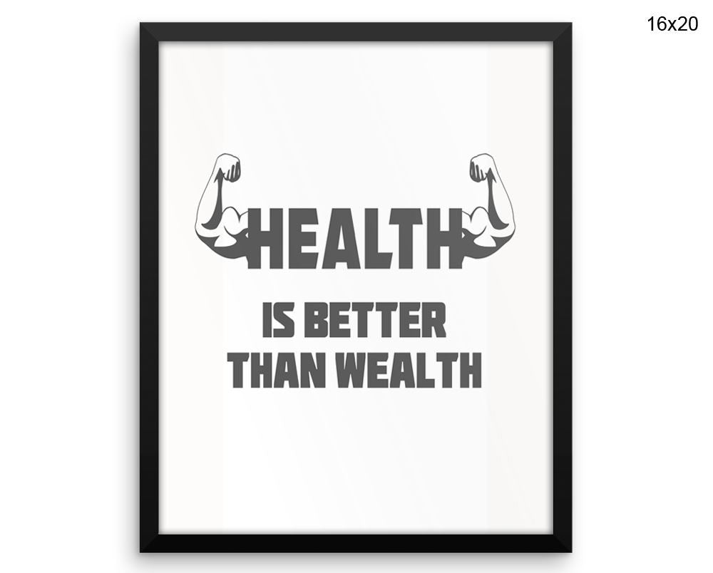 Health Print, Beautiful Wall Art with Frame and Canvas options available Gym Decor