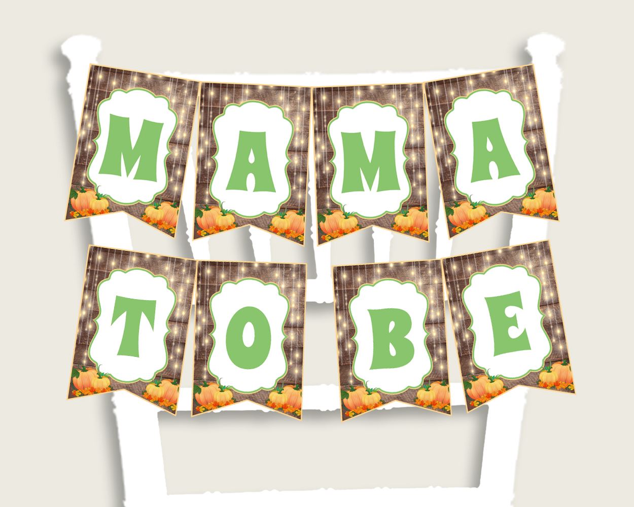 Chair Banner Baby Shower Chair Banner Autumn Baby Shower Chair Banner Baby Shower Autumn Chair Banner Brown Orange baby shower idea 0QDR3 - Digital Product