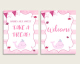 Pink Whale Baby Shower Girl Table Signs Printable, Pink White Party Table Decor, Favors, Food, Drink, Treat, Guest Book, Instant wbl02