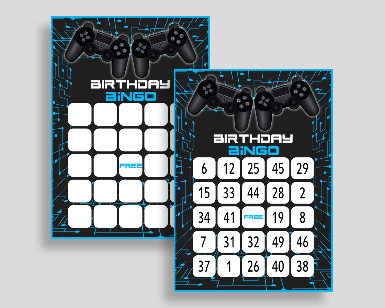 Video Game Bingo Cards Video Game Bingo Game Video Game Birthday Bingo Cards Black Blue Bingo 60 Cards Boy 5IAY6