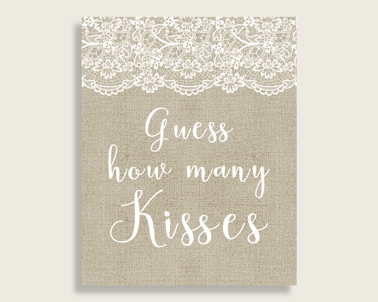 Kisses Guessing Game Bridal Shower Kisses Guessing Game Burlap And Lace Bridal Shower Kisses Guessing Game Bridal Shower Burlap And NR0BX